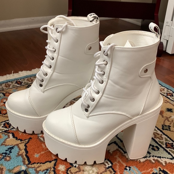 J’Abiar Shoes - High Chunky Platform Lace-up Combat Boots